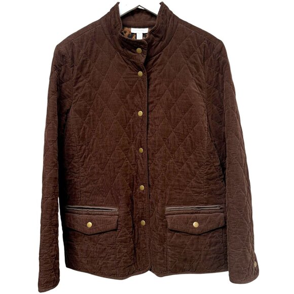 CHARTER CLUB Corduroy Jacket Quilted Barn Coat Size L/ XL Womens Cotton Brown - Picture 1 of 9